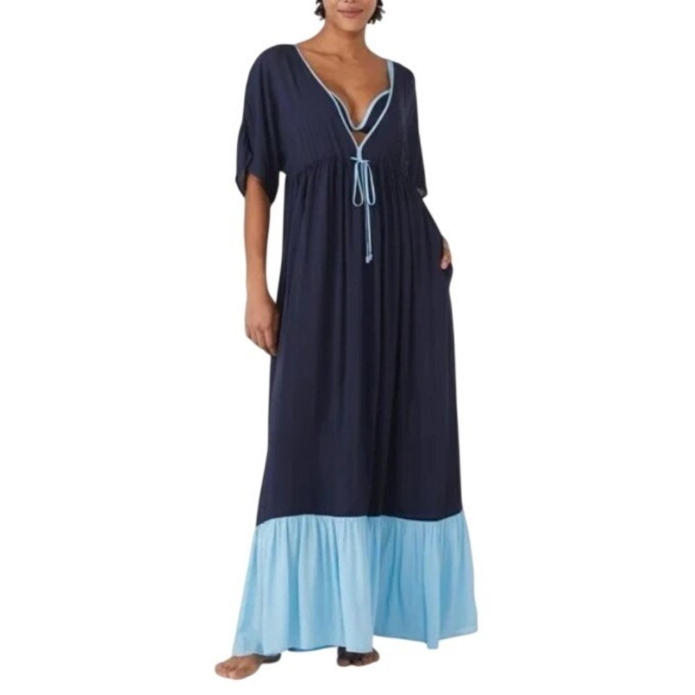 Kate‎ Spade Womens XL Blue Colorblock Maxi Dress NWT